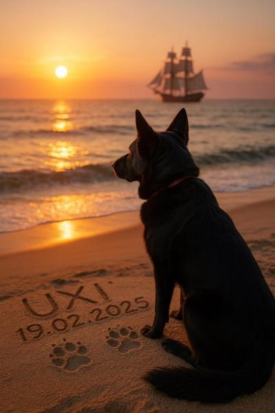 Personalisiertes Hunde-Gedenkschild/ Abschied am Horizont